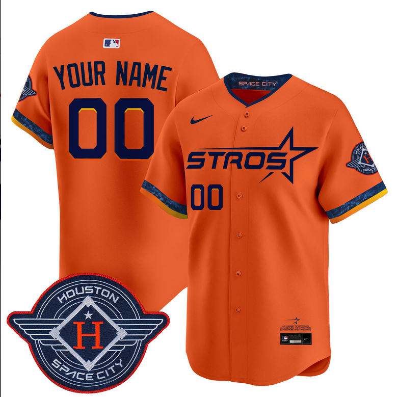 Youth Houston Astros 2025 City Connect Vapor orange Limited Custom Stitched Jersey->customized mlb jersey->Custom Jersey